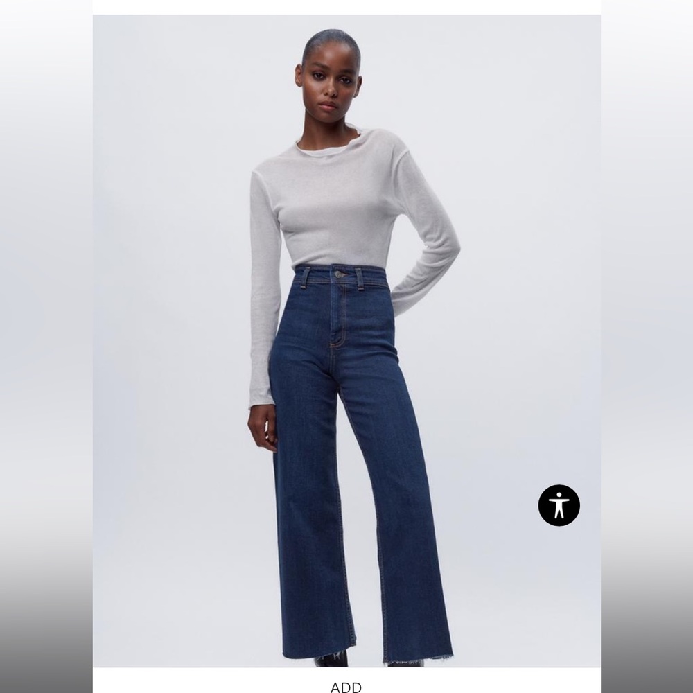 ZARA High Waist Marine Straight Blue Jeans